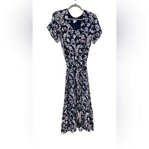 0194 J. Jill Blue Floral V-Neck Maxi Dress with a cottagecore style MP